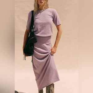 NEW Free People Lavender Isabella Skirt Top Set Cotton Linen Sz XS